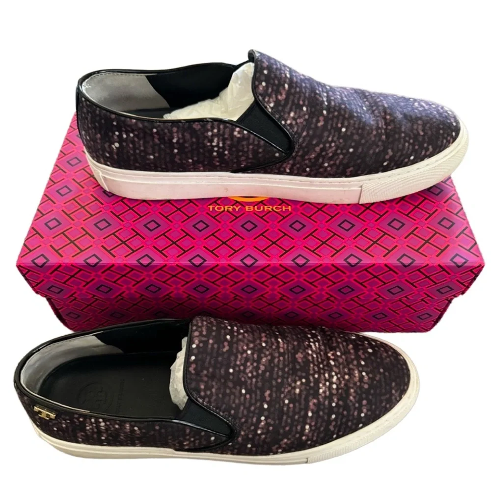 TORY BURCH Designer Multi-color Casual Slip-On Tennis Shoes/ Sneakers Size 8.5 - Picture 6 of 14
